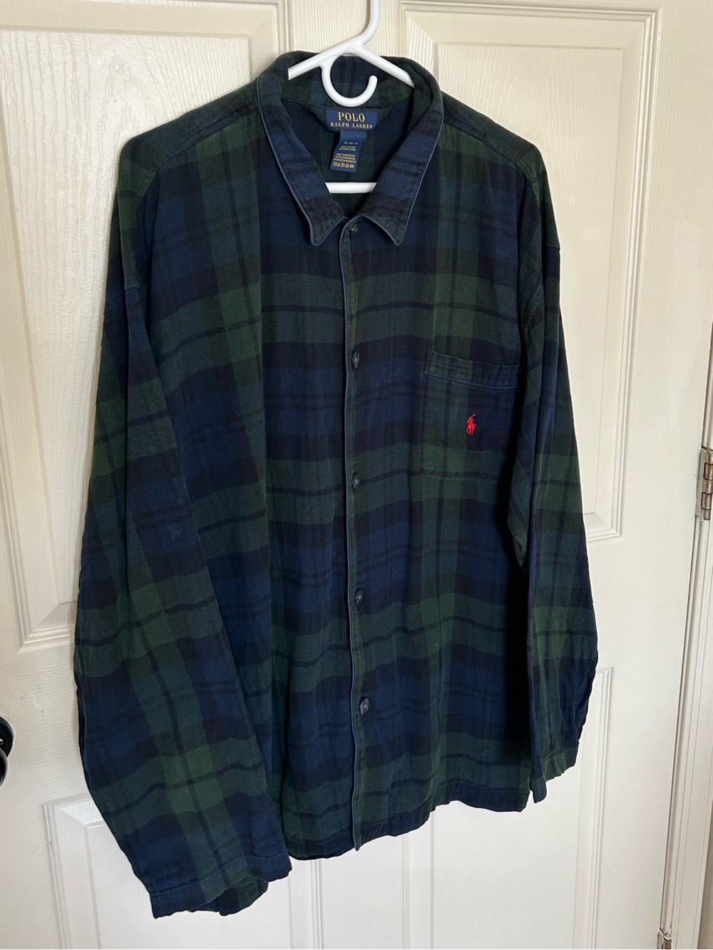 Polo Ralph Lauren Green & Navy Plaid Button-Down Shirt Size Large 100% Cotton